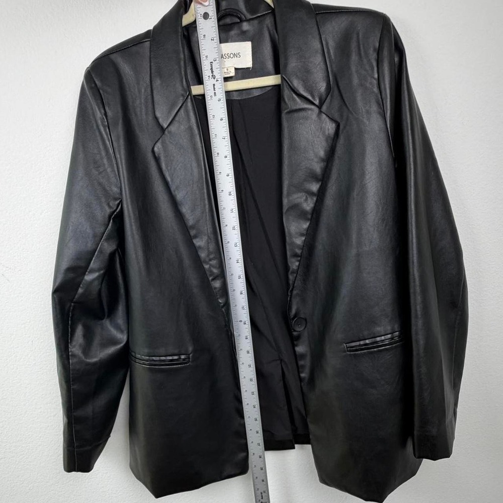 Glassons black faux leather blazer size S minimalist chic vegan leather jacket - Picture 8 of 8